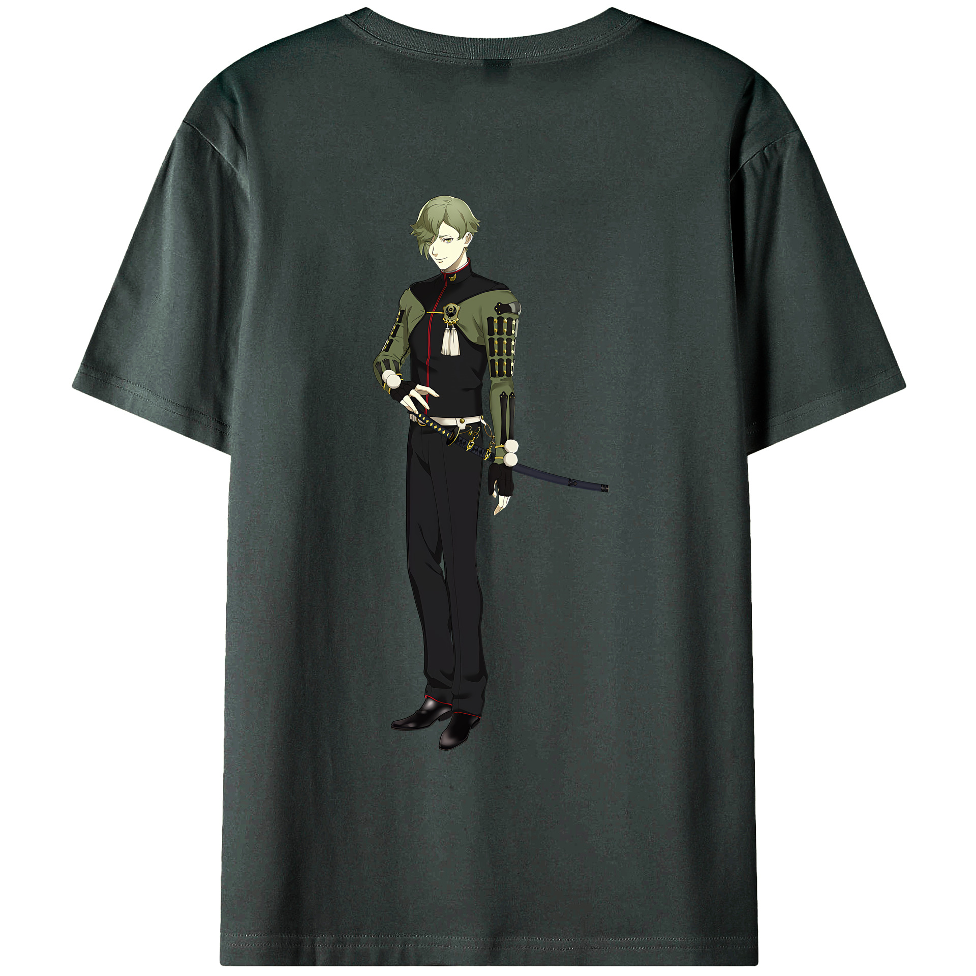 （画像用） 刀剣乱舞 Touken Ranbu 綿100％ メンズ半袖Tシャツ（バックプリント） 通気性